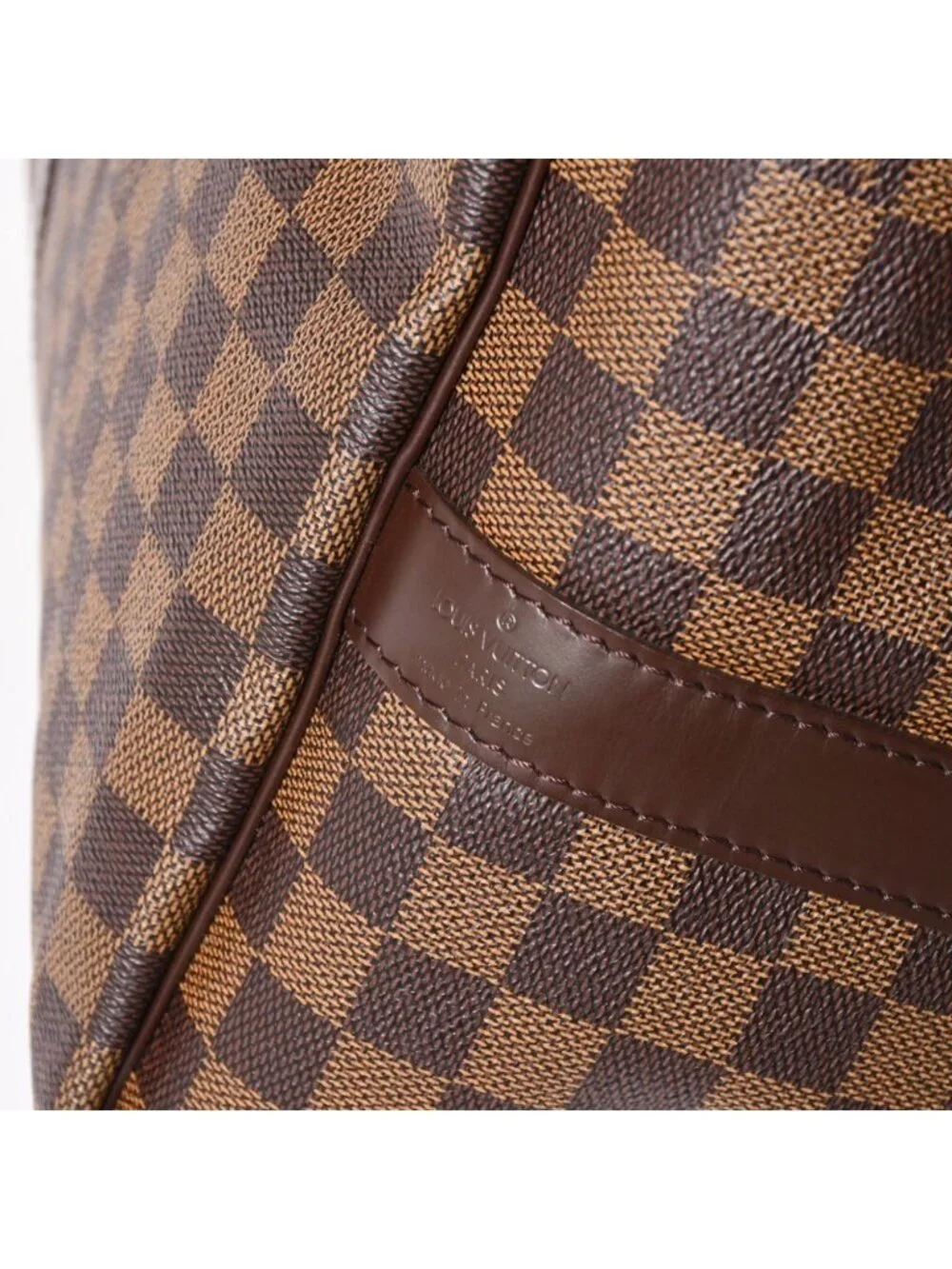 Louis Vuitton Keepall Bandouliere 55 Boston Bag Damier Ebene Brown Gold